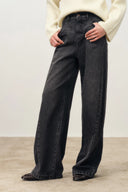 Astrid Slanted Side Seam Barrel Jeans in Cotton Denim