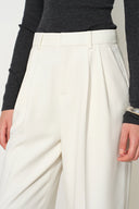Olivia Button Slit Wide Leg Pants in Wool Blend