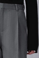 Kano Single Button Tie Waist Blazer and Pants Matching Set in Fine Wool Blend