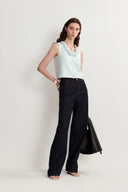 Loira 3D Handmade Floral Vest Top in Silk-Wool Satin