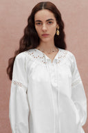 Emily Embroidered Collar Top and Shorts Matching Set in Silk Cotton Blend