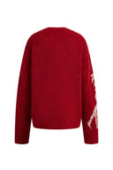 Maglione Parker con Scollo a V e Cavallo in Maglia Mista Merino Alpaca