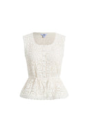 Zane Open Knit Drawstring Top in Cotton