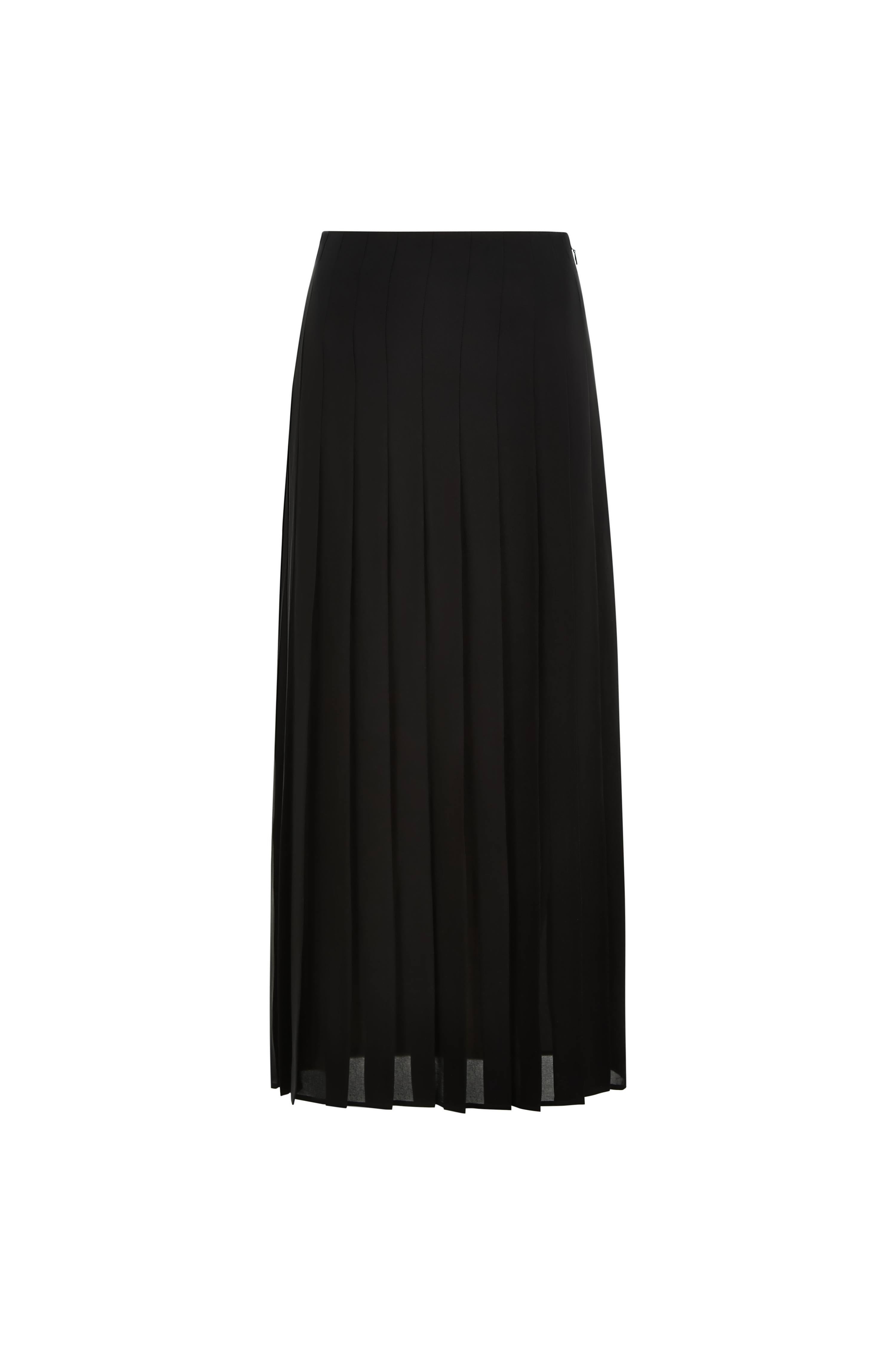 Citadel Leather Tabs Side-Slit Pleated Skirt in Acetate – fbrq.com