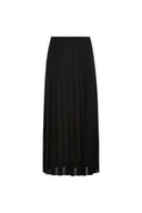 Citadel Leather Tabs Side-Slit Pleated Skirt in Acetate