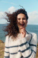 Rita Hand Painted Irregular Stripe Design Sweater in Alpaca Blend