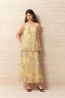 Quinn handbemalter Blumenrock mit Chiffon-Falten