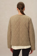 Olivia Khaki Cropped Lightweight Puffer Jacket in High-Density Water-Repellent Fabric