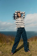 Rita Hand Painted Irregular Stripe Design Sweater in Alpaca Blend