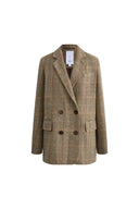 Daphne Soft Checkered Blazer in Merino Wool Herringbone