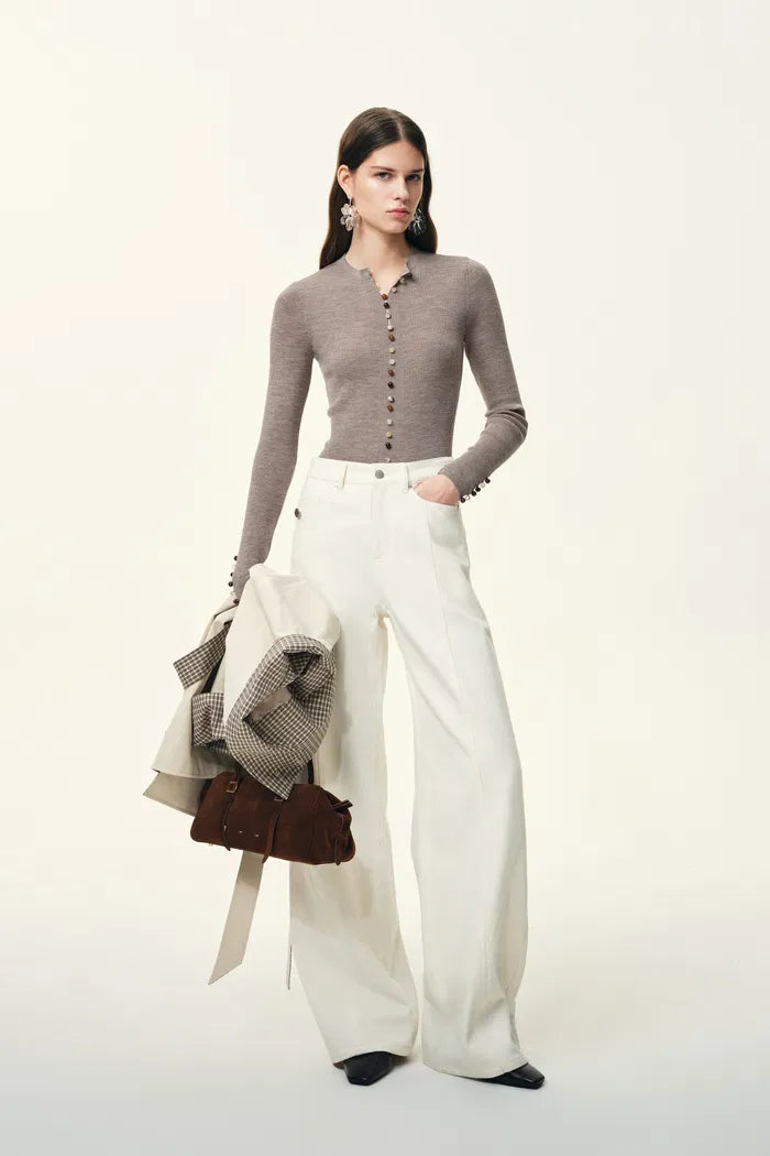 Kaia Slim Fitted Cardigan in Dense Rib Knit