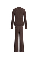 Elowen Plaid Textured Cardigan and Pants in Cotton Blend Knit