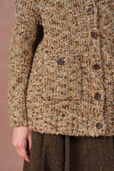 Sade Dotted Longer Sleeve Cardigan in Wool Bouclé Yarn Knit