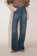 Jeans Jennifer con Costuras Frontales y Pierna Barril en Denim de Algodón