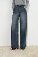 Dora Vintage Wide Straight Leg Jeans in Cotton Denim