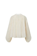 Blouse plissée brodée Lucienne en mélange Tencel