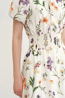 Vestido floral pintado a mano Mia en seda y algodón