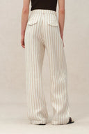 Pantalon de costume rayé Eden en lin