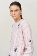 Aria Hand Beaded Sweater in Wool-Silk Blend