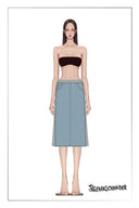Falda midi Elvin patchwork en denim de algodón