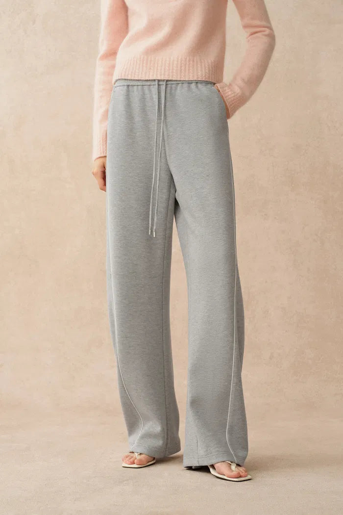 Bethany Drawstring Wide Leg Sweat Pants in Spacer Knit Fabric