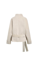 Asa Belted Low Waist Cropped Coat in Wool Blend