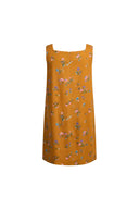 Mary Floral Square Neck Sleeveless Short Strap Dress in Linen Blend