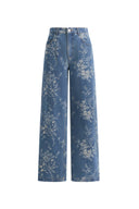 Jeans de pierna recta con estampado floral Jules en mezclilla jacquard