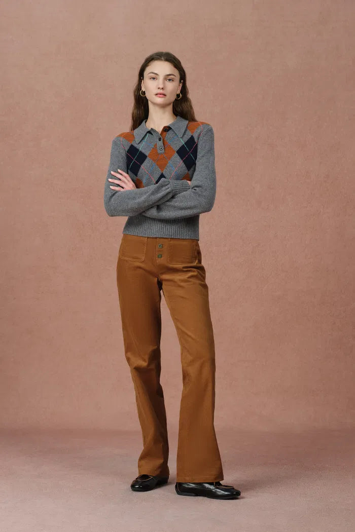 Emily French Corduroy Flared Trousers in Cotton Corduroy