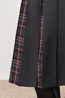 Henrie Pleated Check Maxi Skirt in Fine Wool Blend