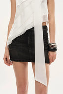 Veil Multilayered Ruffle Top in Sequin Mesh