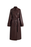 Manteau long vintage Grecale bordeaux en simili cuir