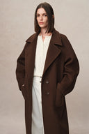Rond Maxi Lapel Long Coat in Merino Cashmere Blend