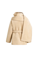 Carla Reversible Detachable Scarf Coat in Merino Wool
