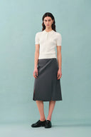 Gracia Witte Polo Top in Hoog Elastische Tricot