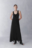 Robe sans manches effet superposé Ballet en maille soie laine