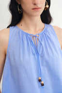 Margherita Embroidery Sleeveless Top in Premium Cotton Poplin