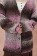Cara Asymmetric Gradient Striped Cardigan in Space-Dyed Mohair
