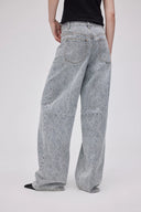 Jean patchwork texturé Eliana en denim jacquard délavé