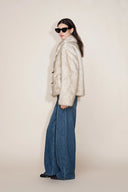 Faith Lapel Horn button Coat in Faux Fox Fur