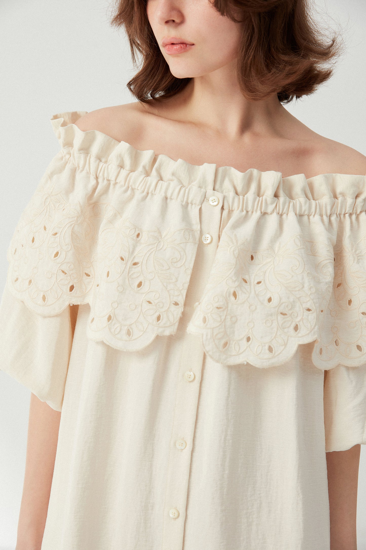 Alexia Lace Embroidery Dress in Tencel