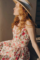 Vestido Keira con Cuello Cuadrado y Falda Acampanada en Algodón