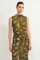 Top Sin Mangas Wind Jacquard en Punto de Georgette de Seda Burnout