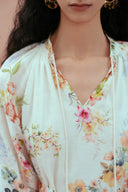 Lou Flora Long Sleeves Dress in Silk-Linen Blend
