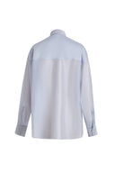 Bella Blue Sheer Button-Up Shirt in Lyocell Blend