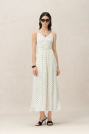 Luna Polka Dot Tie Dress in Mulberry Silk
