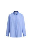 Blair Hemd mit kontrastierendem Kragen, gestreiftem Denim-Patchwork aus Baumwoll-Popeline