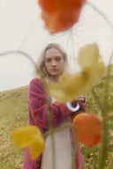 Louloudia Handgehäkelter Rand Floral Jacquard Cardigan aus elastischem Merinowollstrick