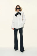 Aleksandra White Shirt with Detachable Tie in Cotton