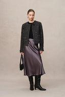 Frenchy Handbestickte Pailletten-Kurzjacke aus Woll-Bouclé-Twill